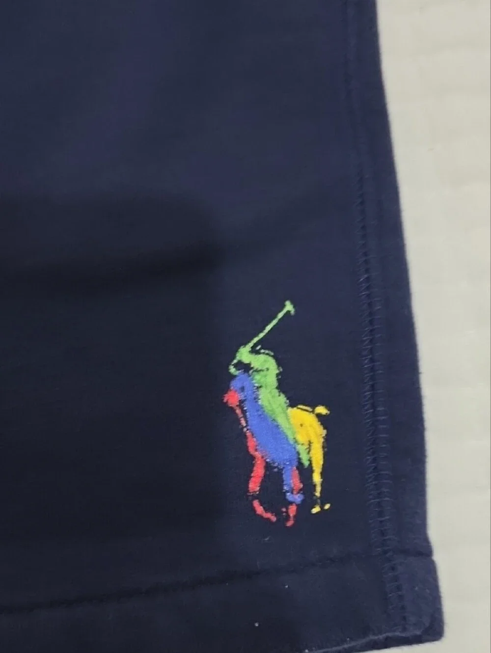 Ralph Lauren Navy Kids Shorts with Multicolor Polo Logo